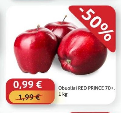 Obuoliai RED PRINCE 70+,