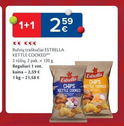 Bulvių traškučiai ESTRELLA KETTLE COOKED**