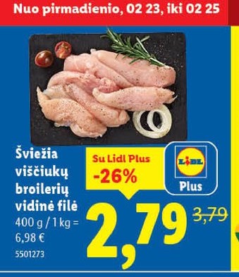 Šviežia viščiukų broilerių vidinė filė