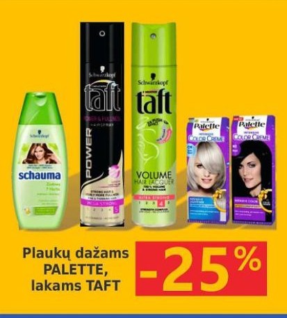 Plaukų dažams PALETTE, lakams TAFT