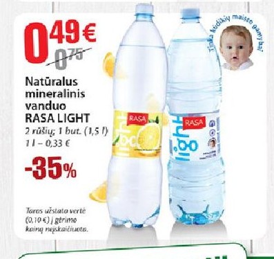 Natūralus mineralinis vanduo RASA LIGHT