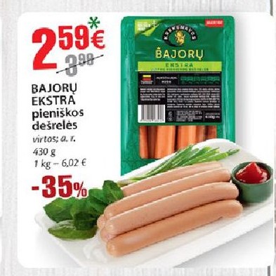 BAJORŲ EKSTRA pieniškos dešrelės