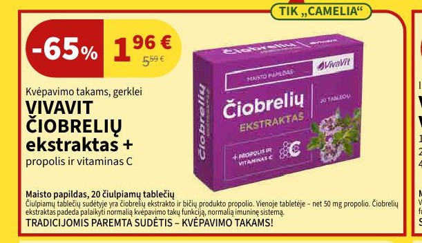 VIVAVIT Čiobrelių ekstraktas + propolis ir vitaminasm C