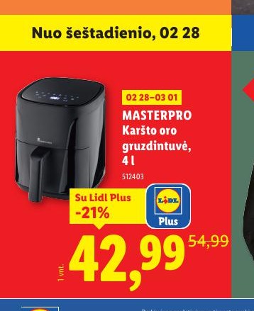 MASTERPRO Karšto oro gruzdintuvė