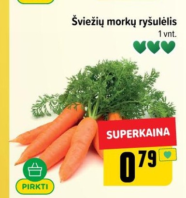 Šviežių morkų ryšulėlis