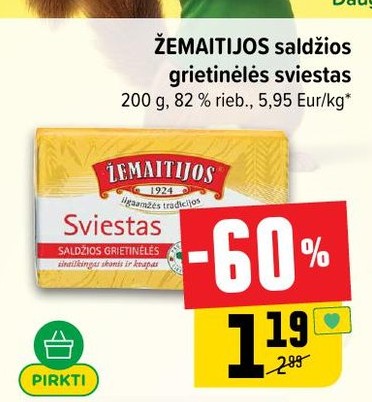 ŽEMAITIJOS saldžios grietinėlės sviestas