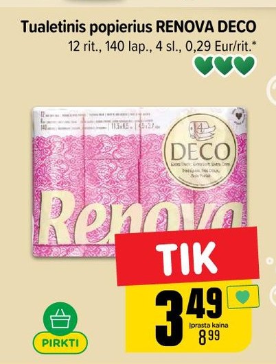 Tualetinis popierius RENOVA DECO