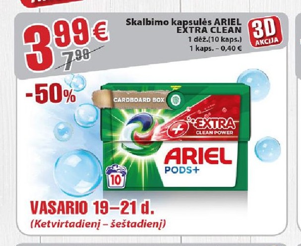 Skalbimo kapsulės ARIEL EXTRA CLEAN