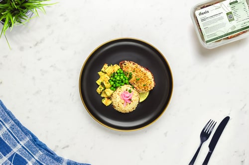 Feta Crusted Chicken, Peas & Zucchini