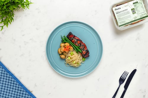 Maple Soy Salmon, Green Beans & Mushrooms