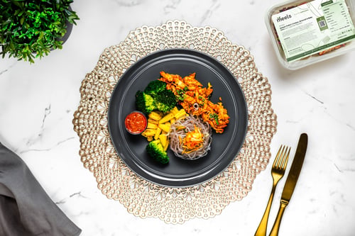 Korean Pulled Chicken, Broccoli & Baby Corn