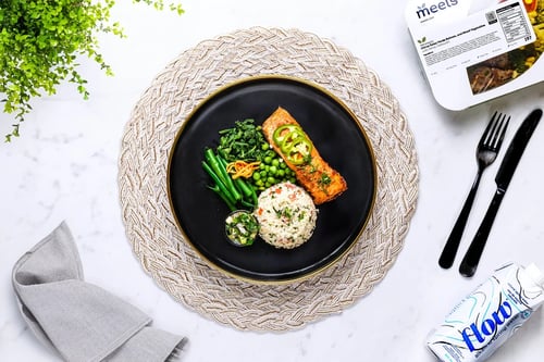 Citrus Salsa Verde Salmon, and Mixed Vegetables