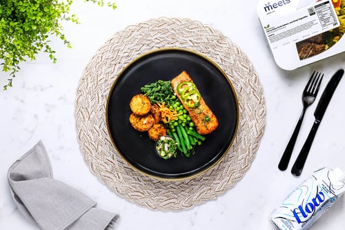 Citrus Salsa Verde Salmon, and Mixed Vegetables