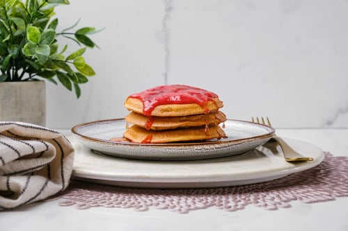Lemon Ricotta Pancakes with Blueberry Compote