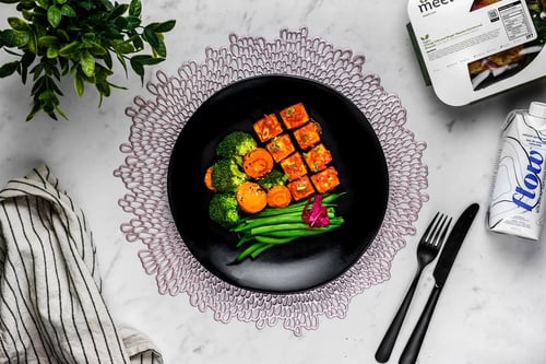 Orange Tofu and Ginger Carrots and Broccoli