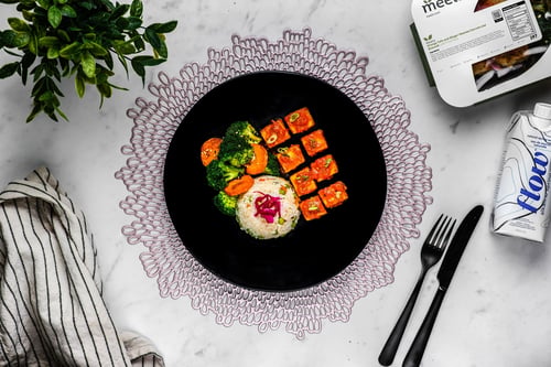 Orange Tofu and Ginger Carrots and Broccoli