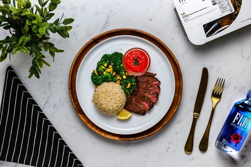 Red Pepper Steak, Broccoli & Corn