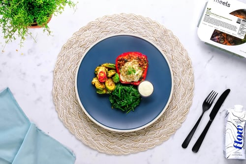 Vegan Stuffed Pepper & Hearty Greens