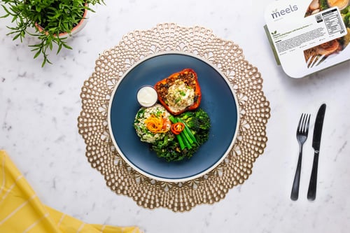 Vegan Stuffed Pepper & Hearty Greens