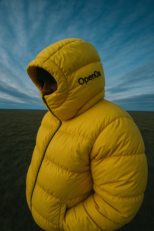 Create a fisheye outdoor shot of your own jacket