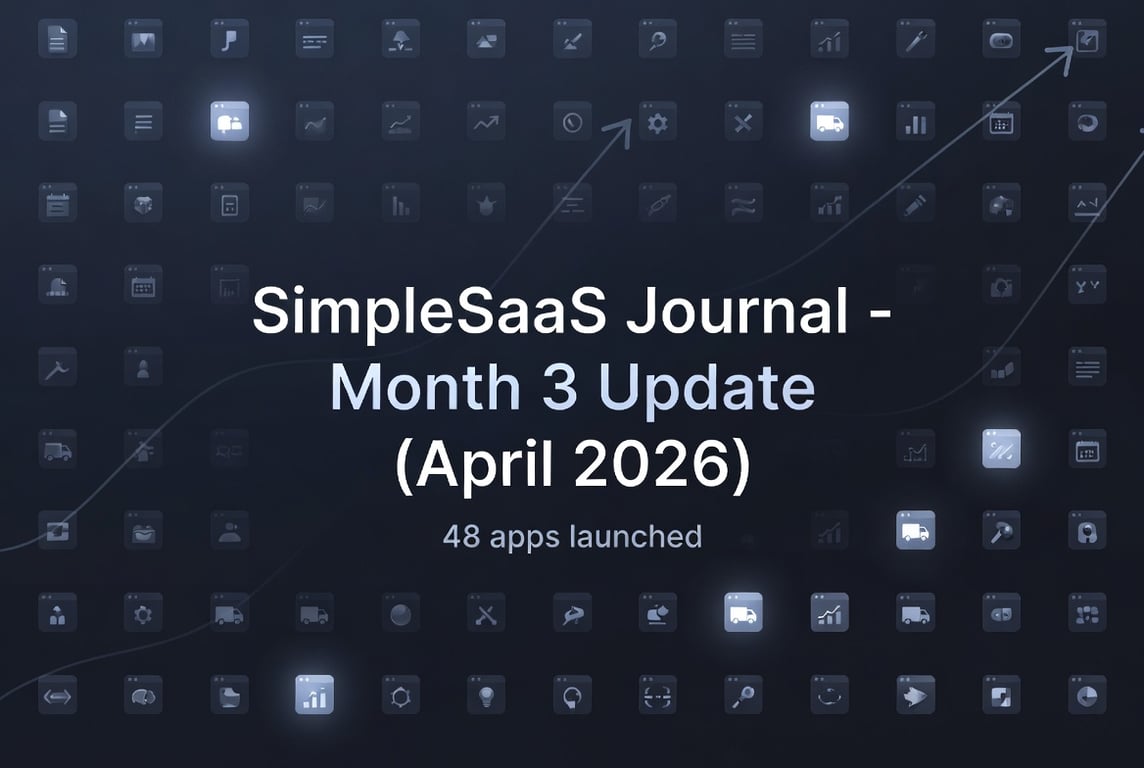 SimpleSaaS Journal – Month 3 Update (April 2026) 48 apps launched