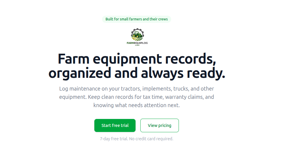 Farm Equipment Logs screenshot 1