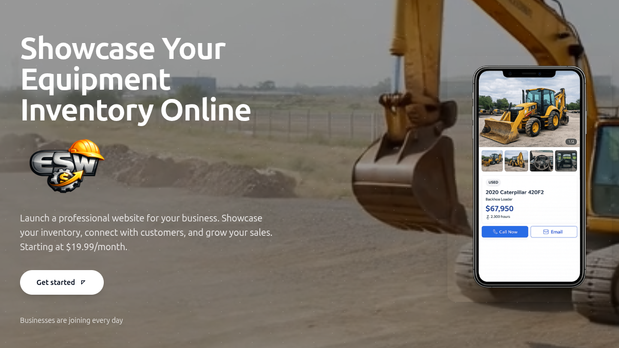 Equipment Sales Website screenshot 1