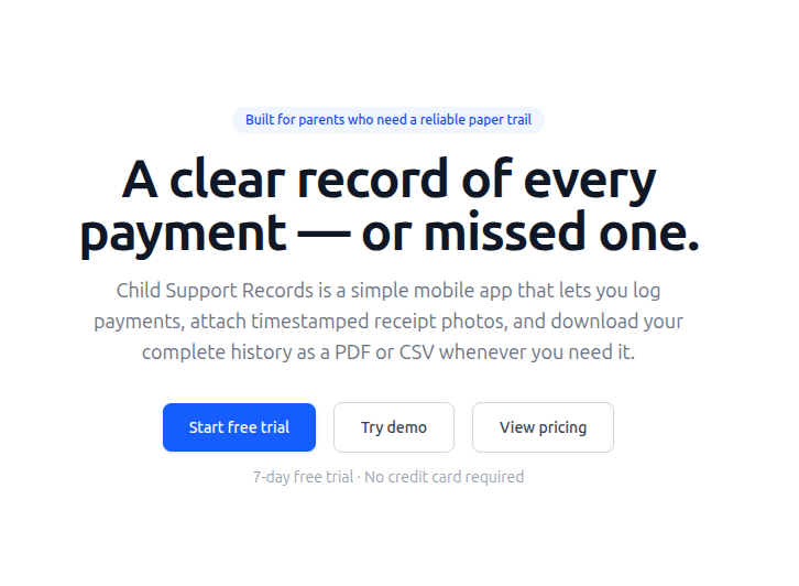 Child Support Record screenshot 1