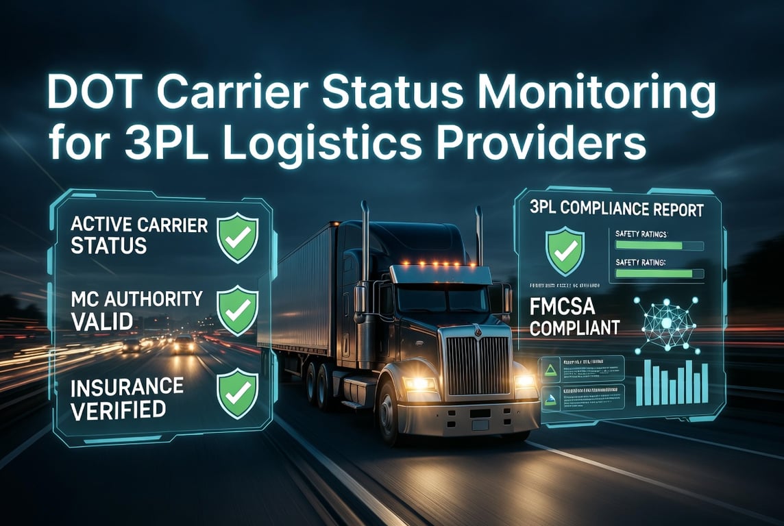 DOT Carrier Status Monitoring for 3PL Logistics Providers: FMCSA Compliance & Risk Protection