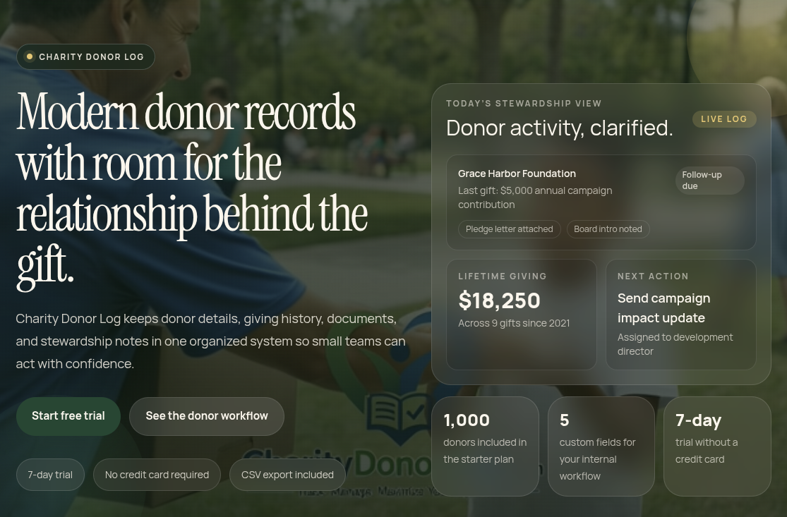 Charity Donor Log screenshot 1