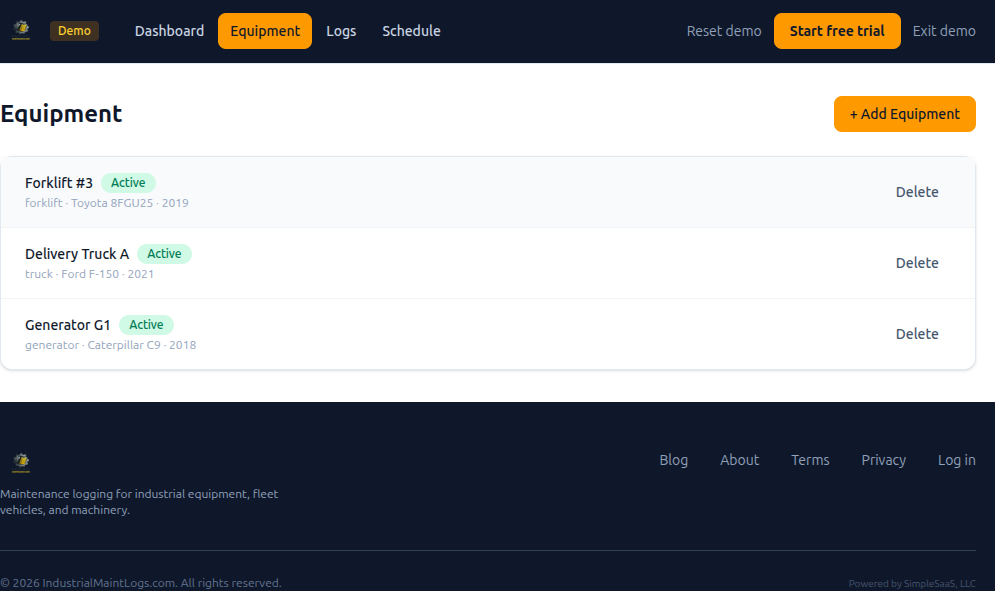 Industrial Maintenance Logs screenshot 1