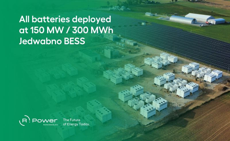 R.Power Deploys 64 Battery Containers at Jedwabno as 150 MW Poland Storage Build Advances