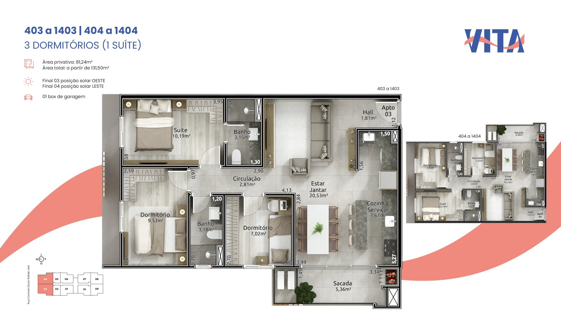 Vita - 2 dormitórios - 14º andar - Frente Oeste - Foto 13