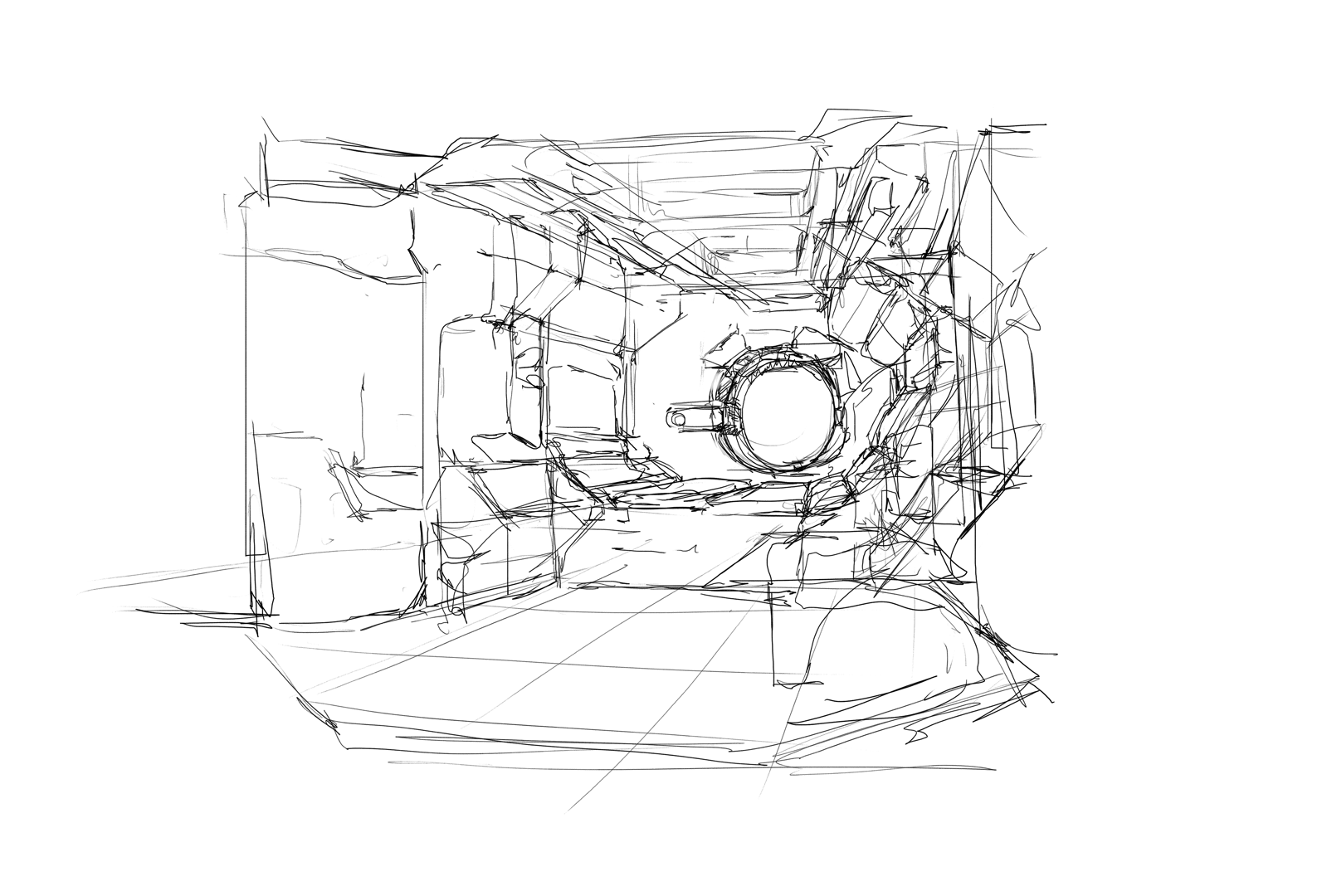 Early sketch of Watcher apartment from 1000xRESIST