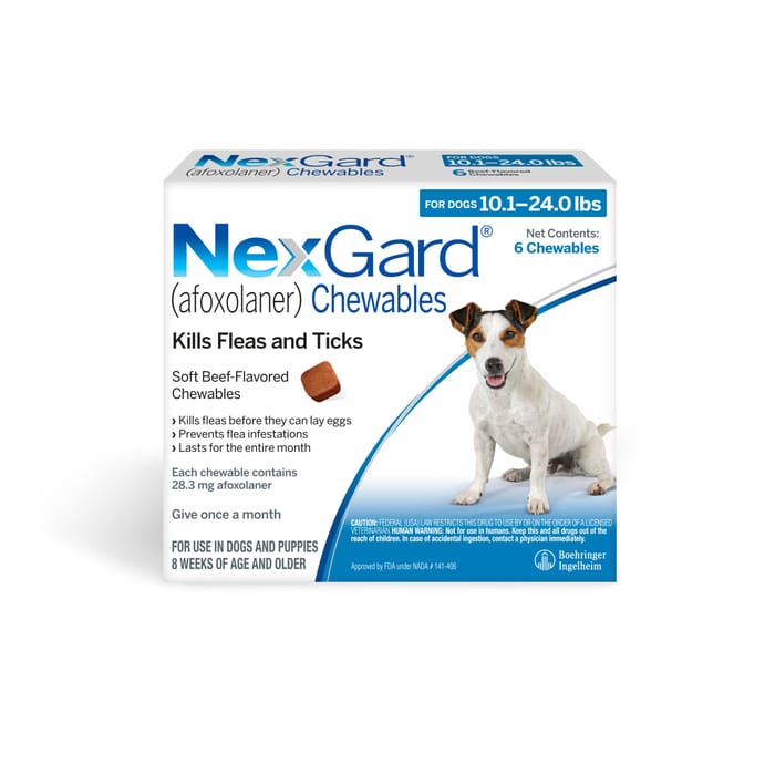 NexGard for Dogs Chewables 10 to 24 lbs, 6pk product detail number 1.0
