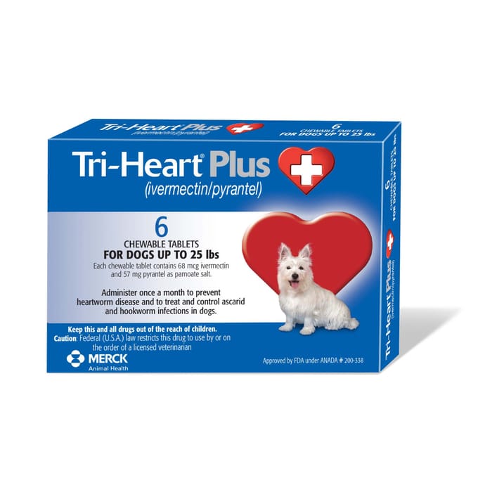 Triheart Plus - Heartworm, Hookworm, Roundworm Prevention Chewable Tablet for Dogs