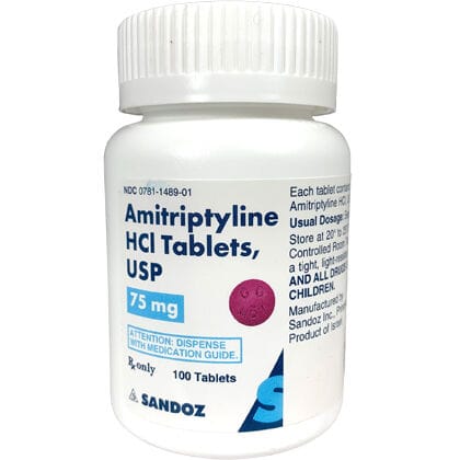Amitriptyline HCl 75 mg 100 ct Bottle product detail number 1.0