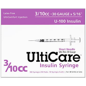 UltiCare U-100 Syringes 3/10cc 30G x 5/16" Short Needle 100 ct-product-tile