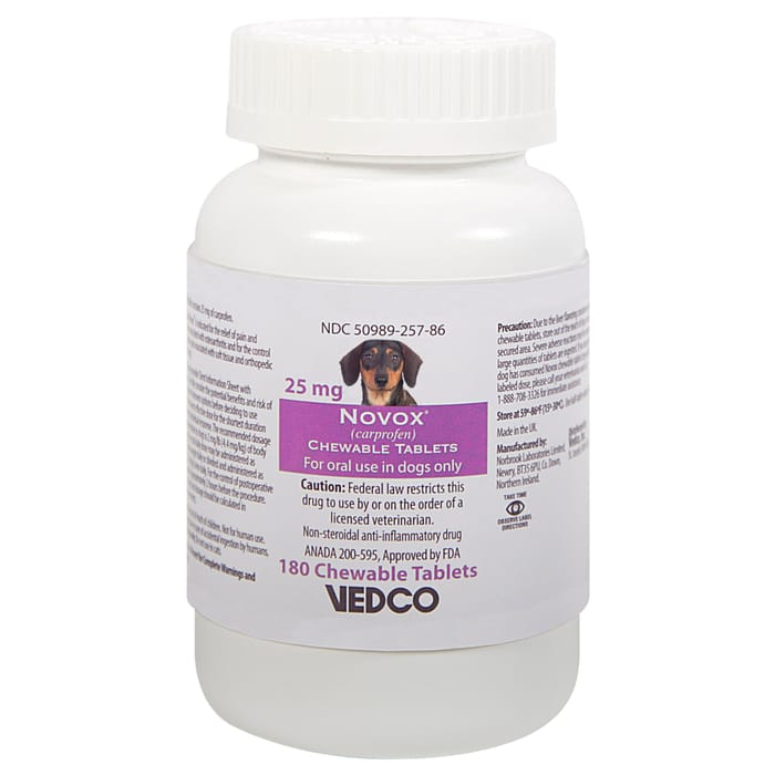 Novox Carprofen - Generic to Rimadyl 25 mg Chewable Tablets 180 ct product detail number 1.0
