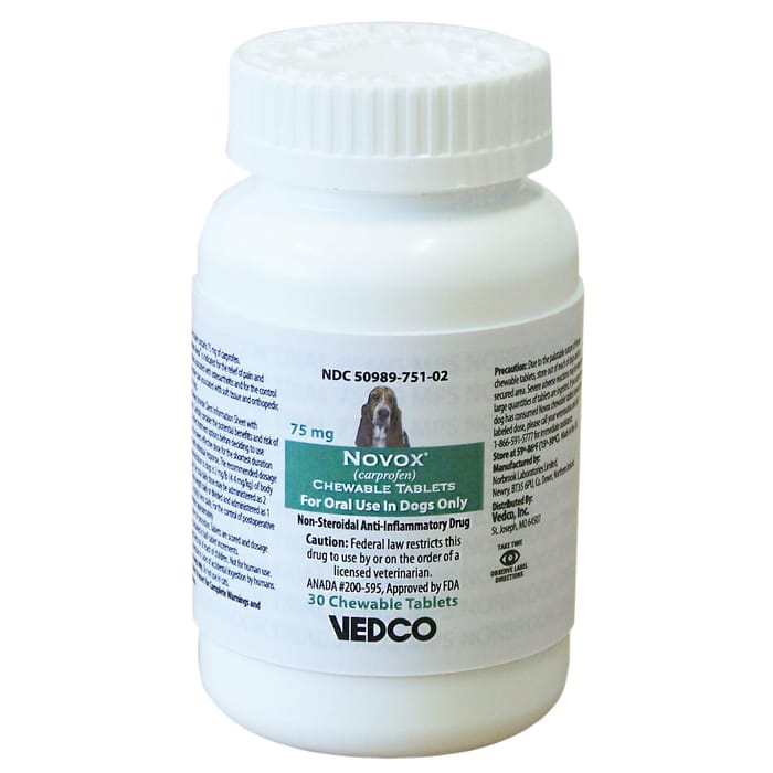 Novox Carprofen - Generic to Rimadyl 75 mg Chewable Tablets 30 ct product detail number 1.0