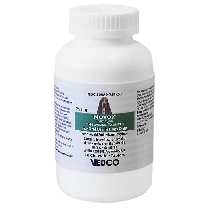 Novox Carprofen - Generic to Rimadyl 75 mg Chewable Tablets 60 ct product detail number 1.0