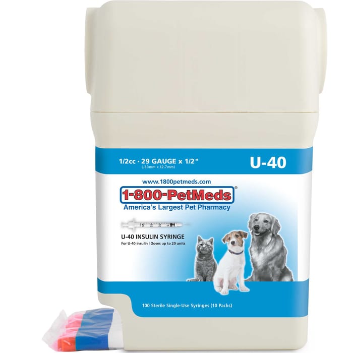 U-40 Syringes for ProZinc & Vetsulin Insulin .5cc 29g x 1/2" 100ct W/Sharps container product detail number 1.0
