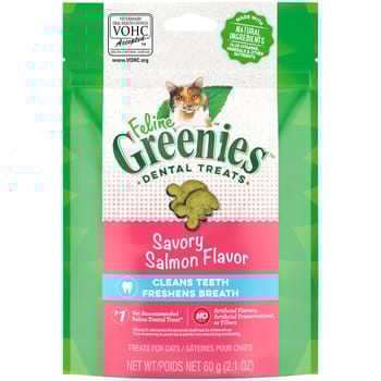 Greenies Adult Dental Cat Treats Savory Salmon Flavor 2.1 oz Pouch-product-tile