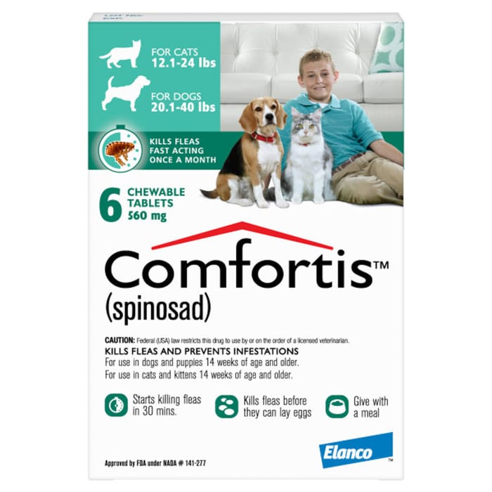 Comfortis 6pk Dogs 20.1-40 lbs or Cats 12.1-24 lbs product detail number 1.0
