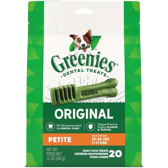 Greenies Original Petite Natural Dental Dog Treats - 12 oz. Pack (20 Treats) product detail number 1.0