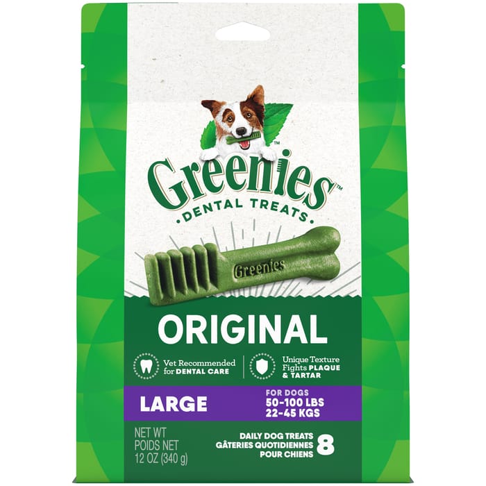 Greenies Original Large Natural Dental Dog Treats - 12 oz. Pack (8 Treats) product detail number 1.0