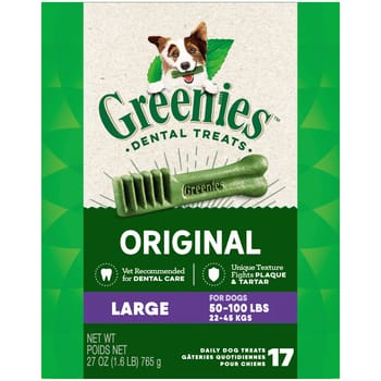 Greenies Original Large Natural Dental Dog Treats - 27 oz. Pack (17 Treats)-product-tile