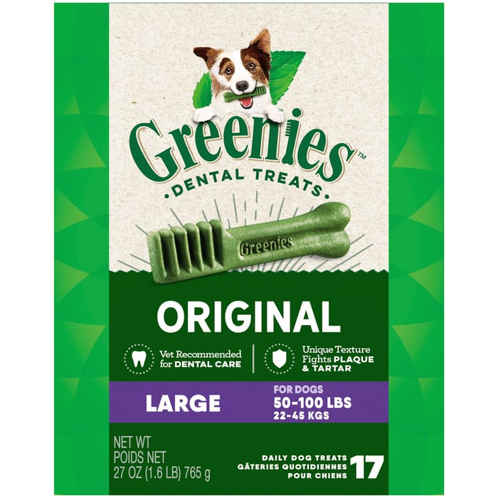 Greenies Original Large Natural Dental Dog Treats - 27 oz. Pack (17 Treats) product detail number 1.0