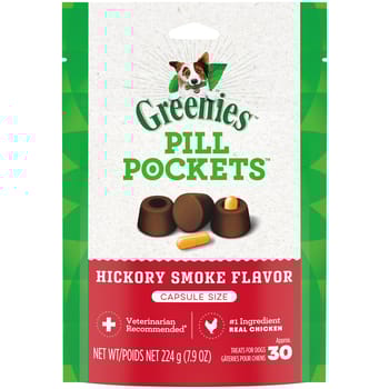 Greenies Pill Pockets Capsule Size Natural Hickory Smoke Flavored Dog Treats - 30 Treats-product-tile