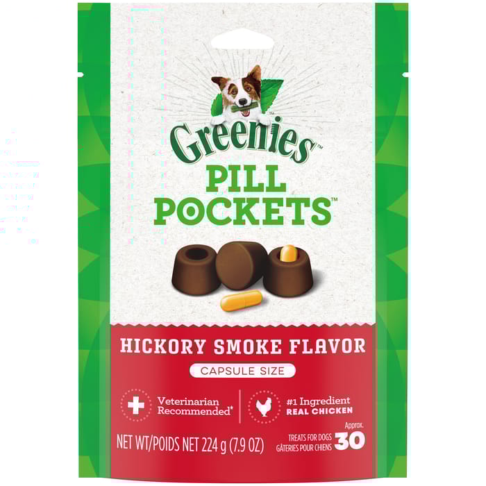 Greenies Pill Pockets Capsule Size Natural Hickory Smoke Flavored Dog Treats - 30 Treats product detail number 1.0
